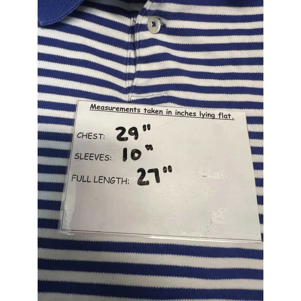 Lauren Ralph Lauren Polo Shirt Men's Large Short Sleeve White and Blue Stripes